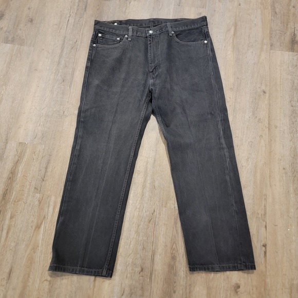 Levi's 505 Regular Fit Straight Leg Dark Wash Black Denim Jeans Mens 40x30 - Picture 2 of 6